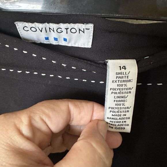 Covington Skirt Women's Size 14 Black Ruffle Midi Zip Up Skirt Plus Size - Picture 3 of 5